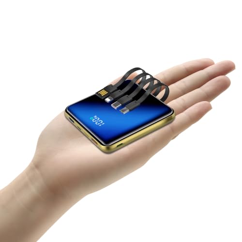 10000mAh Portable Charger, Built-in Cable Power Bank,