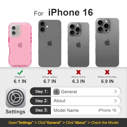 Follaroma for iPhone 16 Case, Heavy Duty Shockproof Protection Phone Cases, Anti-Drop, Dual Layer Transparent Protective Cover Compatible with iPhone 16, 6.1 inch,Crystal Pink - color: Pink, size: iPhone 16 6.1‘’