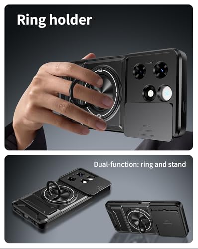 Compatible with Tecno Pop 8 Case Cover,Compatible with Tecno Spark Go 20 20c / Spark Go 2024 BG6 with Slide Camera Cover Phone Stand Protective Case Black - color: Black, size: Compatible with Tecno Pop 8
