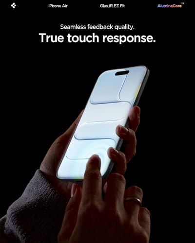 Spigen GlasTR EZ FIT Tempered Glass Screen Protector for iPhone Air | Aluminum Enhanced 10H+ tempered glass, GlasTR EZ Fit auto align tray, 100% clarity, Original touch, Case-friendly, 2Pack - size: iPhone Air
