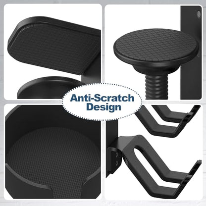 4 in 1 Desk Cup Holder with Headphone Hanger and Controller Stand Gaming Accessories, Universal Adjustable & Rotating Upgraded Arm Clamp for Coffee Mugs, Water Bottles, Headphones, Controller.