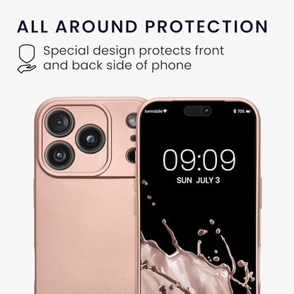 kwmobile Case Compatible with Apple iPhone 17 Pro Case -Soft TPU Back Phone Cover - with Metallic Look - Metallic Rose Gold - color: metallic rose gold, size: iPhone 17 Pro