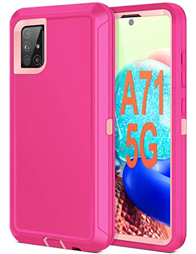 Jelanry for Samsung Galaxy A71 5G Case Heavy Duty & Rugged Cover, Rose Pink | Dual-Layer Protective Hard Back Cover with Anti-Dust Scratch Raised Screen/Camera Lips Drop Protection for Outdoor Daily Use