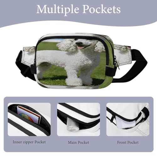 Poodle Dog Fanny Packs for Women Men Double Layer Fashion Waist Pack Adjustable Belt Bag with Pockets Small Crossbody Bags for Running Hiking Workout Travel Daily Use