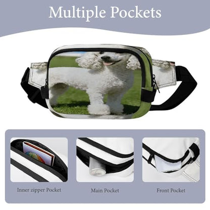 Poodle Dog Fanny Packs for Women Men Double Layer Fashion Waist Pack Adjustable Belt Bag with Pockets Small Crossbody Bags for Running Hiking Workout Travel Daily Use