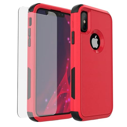 X-belmox for iPhone XR Phone Case [Dropproof] Shockproof 3-Layers Red Black - color: Red/Black
