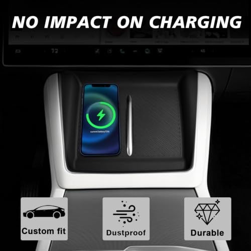 BestEvMod Wireless Charging Cover for 2026 2025 Tesla Model YL Non-Slip - color: Black, size: 26+ MYL