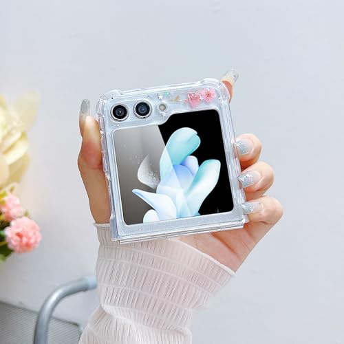 Compatible with Samsung Galaxy Z Flip 6 Case/Flip 7 FE Case Flower | Clear Dried Pressed Flowers Women Girls Soft TPU Shockproof Phone Cover - color: TPU/Flower Light Pink, size: Samsung Galaxy Flip 6/Flip 7 FE