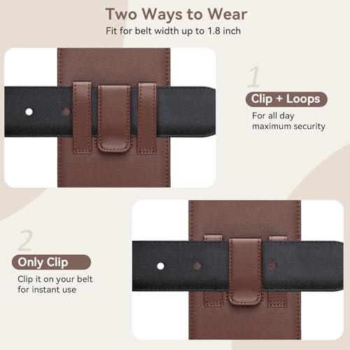 nuoku Phone Holster for Men Belt with Card Holder for iPhone Air 17/16/15/14/13/12/11 Pro Max, Cell Phone Belt Holder for Men Compatible with Samsung Galaxy S25,S24,S23/A54 A53 A52(Brown) - color: Brown