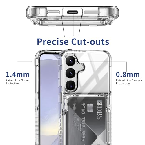 ACANDYA for Samsung Galaxy S24 Case Wallet Clear Protective Case with Credit Card Holder Heavy Duty Protection Shockproof Anti-Scratch Anti-Yellow Cover for Samsung Galaxy S24 6.2 inch Transparent - size: Galaxy S24 6.2 inch