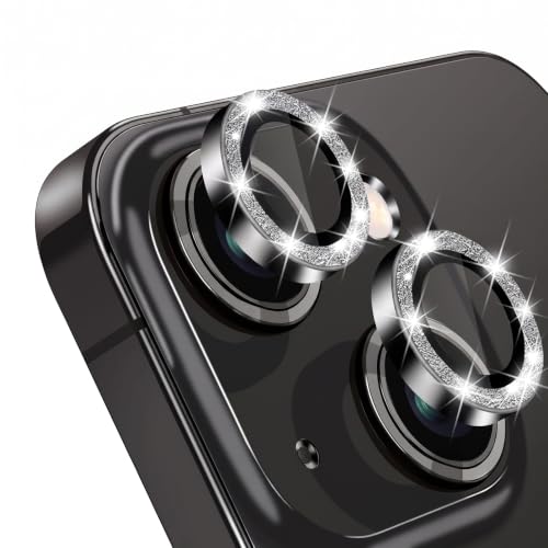 Camera Lens Protector for iPhone 15 Pro Max/15 Pro/14 Pro Max/14 Pro 9H Tempered Glass Screen Protector Cover Alignment Kit Metal Individual Ring (Black) - color: Black