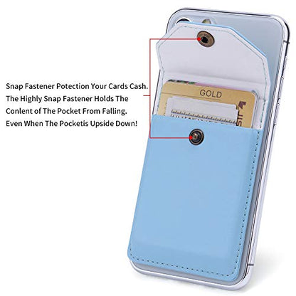 Self Adhesive Phone Card Wallet with Flip Cover, RFID Blocking, Blue - color: Light Blue