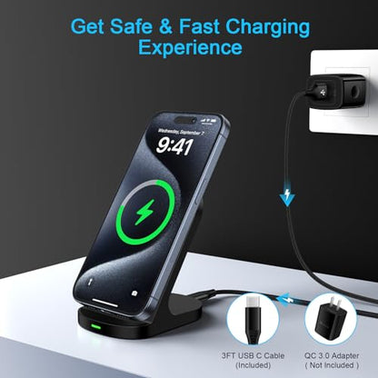 Wireless Charger Fast Charging Stand for Moto G Stylus 5G 2026/G Power 2025 - color: Black