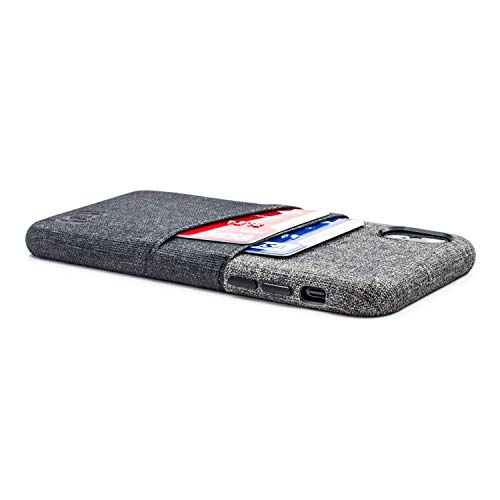 Dockem Luxe Wallet Case for iPhone X/XS: Slim Minimalist Case w/ 2 Credit Card Holder Slots: UltraGrip Canvas Style Synthetic Leather (Black and Grey) - color: Black and Grey