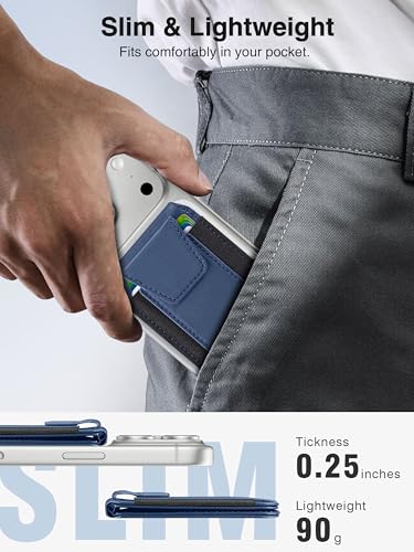TopMade for MagSafe Wallet with Stand, 9 Cards Holder, Privacy Flap Cover - color: Dark Blue