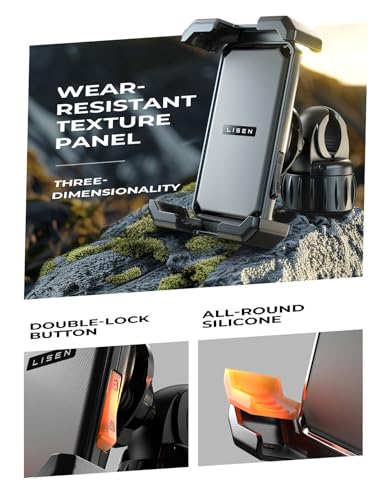 LISEN Motorcycle Phone Mount, Anti Vibration Handlebar Mount for 4.6-7" Smartphones, Compatible with Motorcycle, Bike, Bicycle, Scooter Handlebars
