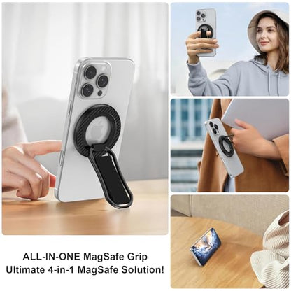 Magnetic Phone Grip for Samsung S26 Ultra S25 S24 Ultra MagSafe Kickstand - color: Black
