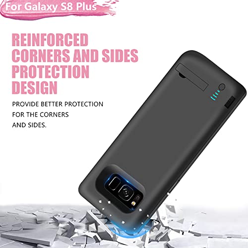 Battery Case for Samsung Galaxy S8+ Plus, 6500mAh Rechargeable Extended Battery Charging Case with Kickstand Black