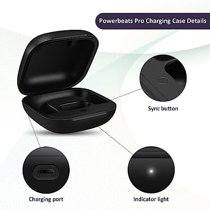 Replacement Charging Case Compatible with Powerbeats Pro: Charger Case with Bluetooth Pairing Button, 700mAh Battery, Not Included Earbuds - color: Powerbeats Pro 1 Black
