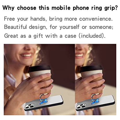 Bling Metal Cute Butterfly Cell Phone Ring Holder 360°Rotation Finger Stand Kickstand Universal Compatible with All Smartphone(Diamond Deep Blue) - color: Butterfly/deep blue