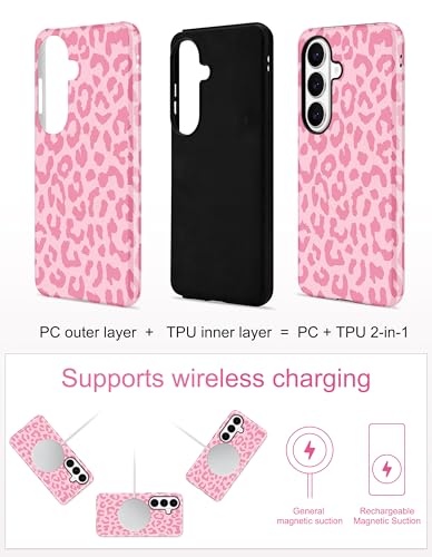 Magnetic Cheetah Phone Case for Samsung Galaxy A16 5G, Pink | Compatible with MagSafe, Cute Leopard Print Design, TPU and PC Shockproof Protective Phone Cover for Women Girls - color: Pink Cheetah