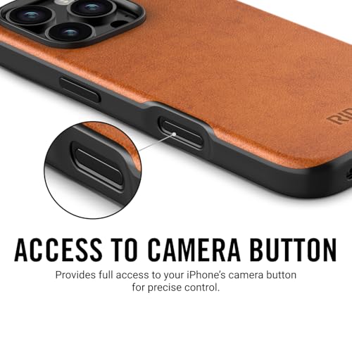 Ridge Case Compatible with iPhone 16 - Compatible with MAGSAFE & Wireless Charging, Aluminum Control Buttons, Dual-Layer Construction, TPU Bumper with Drop Protection (Tobacco Brown) - color: Tobacco Brown, size: iPhone 16