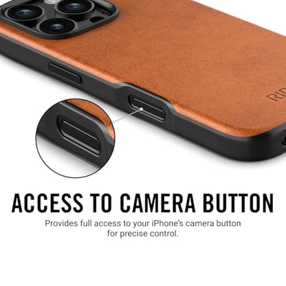 Ridge Case Compatible with iPhone 16 - Compatible with MAGSAFE & Wireless Charging, Aluminum Control Buttons, Dual-Layer Construction, TPU Bumper with Drop Protection (Tobacco Brown) - color: Tobacco Brown, size: iPhone 16