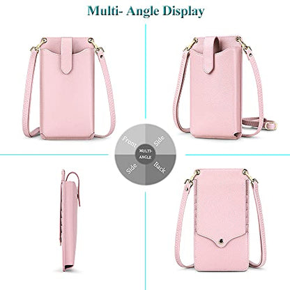 Peacocktion Small Crossbody Cell Phone Purse for Women, Lightweight Mini Small Crossbody Bags for Women with Card Slots - color: 07-pink