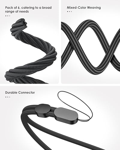 Avorast 6 Pack Cell Phone Camera Wrist Straps, Wrist Lanyards - color: Black