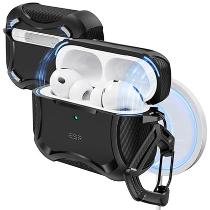 ESR for AirPods Pro 3 Case (2025), Magnetic Lid, Cyber Tough Series, Black - color: Black, size: AirPods Pro 3 Case