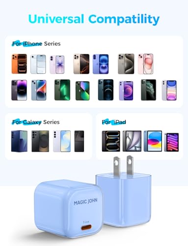 MAGIC JOHN 45W PD USB C Charger, Fast Charging Wall Power Adapte, Blue - color: Blue