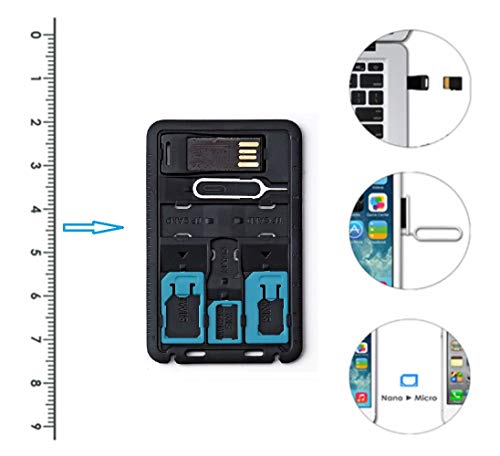 All in One Credit Card Size Slim SIM Adapter Kit With TF Reader & Tray Eject Pin, SIM Holder, Micro SD Holder Feature