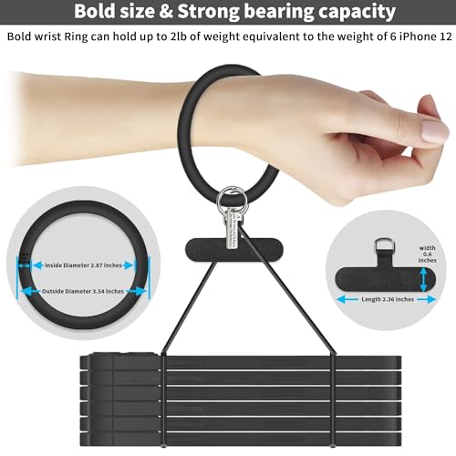 TACOMEGE Silicone Ring Phone Lanyard, Black - color: Black