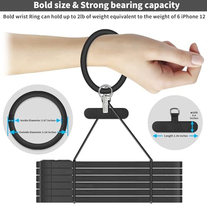 TACOMEGE Silicone Ring Phone Lanyard, Black - color: Black