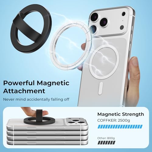 (2 Pack) Magnetic Finger Loop Grip for iPhone 12-17 Series, Black & White - color: Black & White