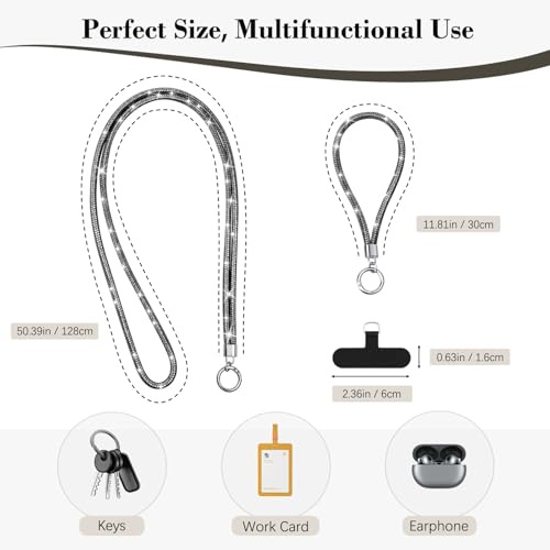 TiMOVO Rhinestone Phone Lanyard Crossbody Chain, Black - color: Black