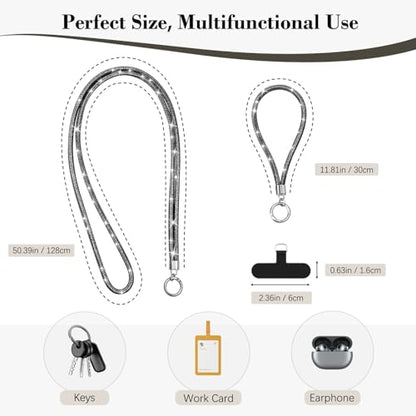 TiMOVO Rhinestone Phone Lanyard Crossbody Chain, Black - color: Black