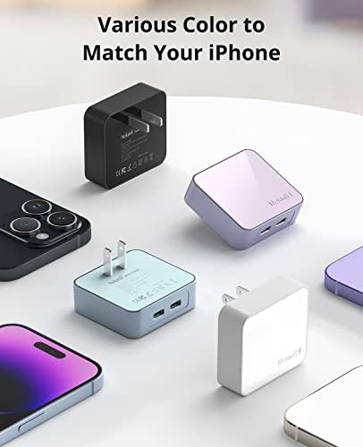 Nekmit Dual Port USB C Wall Charger, 40W PD Fast Charging USB C Wall Plug Adapter, Flat Thin Slim Charger Block for iPhone 17/17 Pro/17 Pro Max, Galaxy, MacBook Air, iPad, AirPods and More - color: White