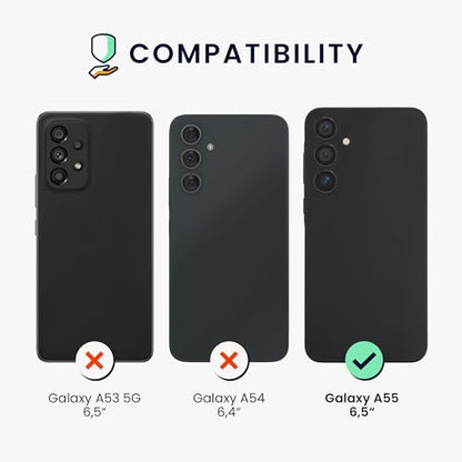 kwmobile Case Compatible with Samsung Galaxy A55 5G Case - Soft Slim Protective TPU Silicone Cover - Dark Slate - color: Dark Slate, size: Galaxy A55 5G