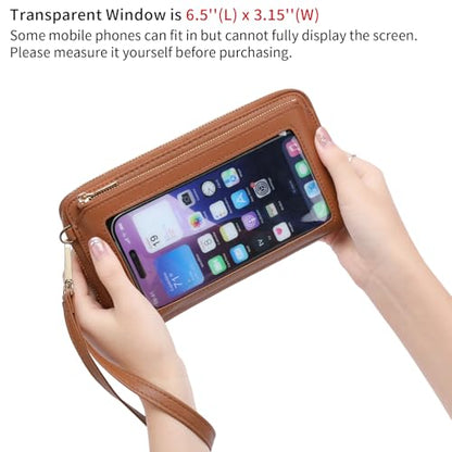 GOIACII Phone Purse Crossbody Bags for Women Small Travel Wallet Touch Screen RFID Blocking - color: A03 Brown