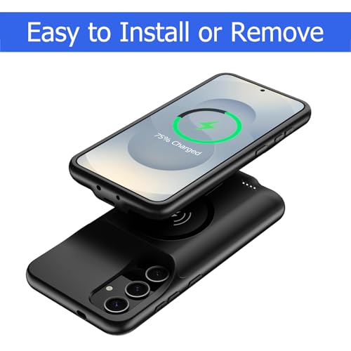 Battery Case for Galaxy S25 Plus, [12000mAh] Slim Rechargeable Smart Extended Charging Case Compatible with Galaxy S25 Plus(6.7 inch) Backup Power Battery Pack Charger Cover-Black - size: Galaxy S25 Plus