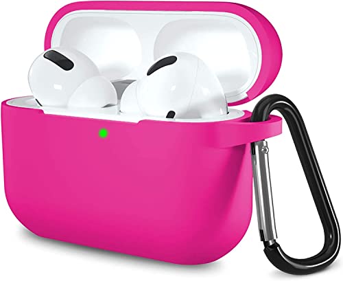 Lerobo for AirPod Pro Case, Soft Silicone Cover with Keychain, Rose Pink - color: Rose Pink
