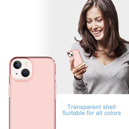 Phone Case for iPhone 14 Clear, [Crystal Clear][Non-Yellowing] Slim Shockproof Reinforced Drop Protective Flexible TPU Back Cover Phone Case for iPhone 14 Protective Case(Pink) - color: Pink