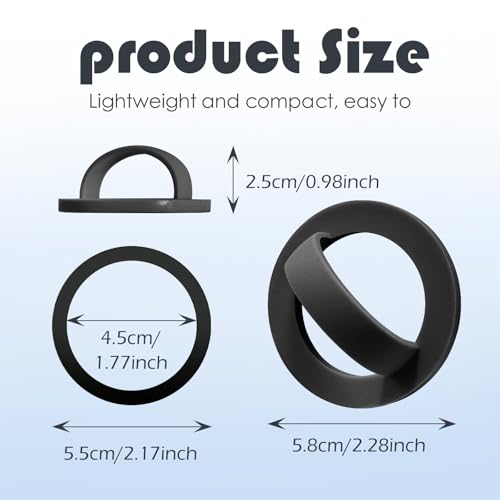 Magnetic Silicone Ring Grip Phone Holder, Rotating Finger Loop Ring Grip Holder, Soft and Portable, Strong Magnetic Attraction, Compatible with Magsafe for iPhone and Samsung Case (Black) - color: Black