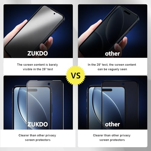 2 Pack for iPhone 17 Pro Max 6.9" Matte Privacy Screen Protector Anti-glare Anti-spy Tempered Glass Film Anti-fingerprint Easy Installation - size: iPhone 17 Pro Max