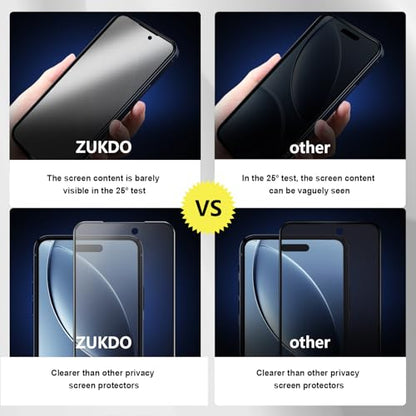 2 Pack for iPhone 17 Pro Max 6.9" Matte Privacy Screen Protector Anti-glare Anti-spy Tempered Glass Film Anti-fingerprint Easy Installation - size: iPhone 17 Pro Max