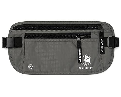 VENTURE 4TH Travel Money Belt, RFID Blocking Passport Holder - Gray - color: Ash Gray