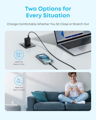 Anker Zolo USB to USB C Cable for CarPlay - color: Black, size: 3.3FT