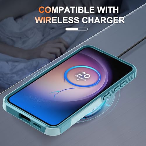for Samsung Galaxy S24 FE Case, Full Body Heavy Duty Cover, Mint Green | Rugged Shockproof Protective Case,with Tempered Glass Screen Protector + Camera Lens Cover + Wrist Lanyard Strap - color: Mint Green