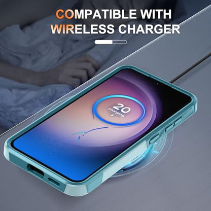 for Samsung Galaxy S24 FE Case, Full Body Heavy Duty Cover, Mint Green | Rugged Shockproof Protective Case,with Tempered Glass Screen Protector + Camera Lens Cover + Wrist Lanyard Strap - color: Mint Green